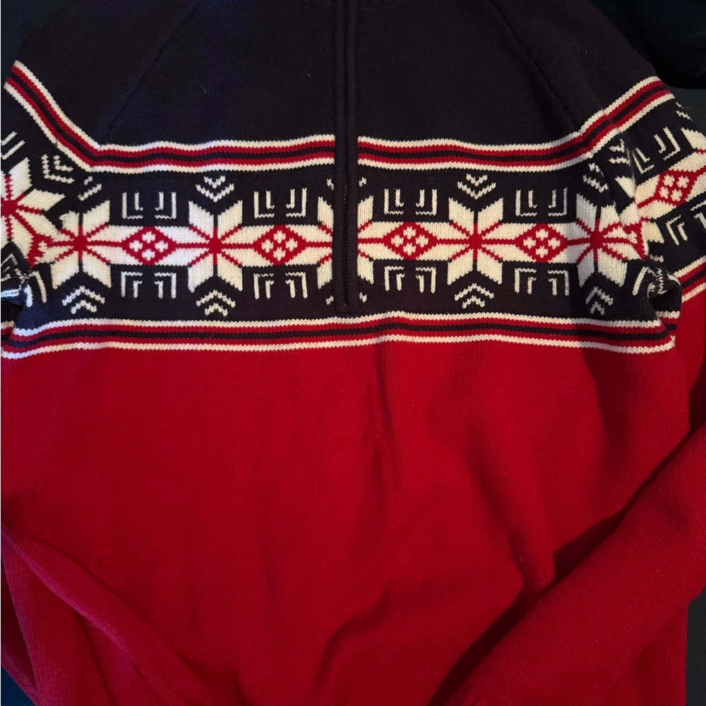 Alp N Rock Red and Navy Nordic Half-Zip Sweater